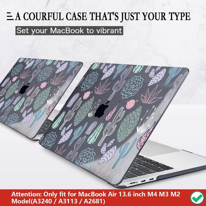 CISSOOK Laptop Hard Shell Case for MacBook Air 13.6 Inch Case 2025 2024 2022 Release Model A3240 A3113 A2681 Cute Cacti Shell with Keyboard Cover for MacBook Air 13-inch M4 M3 M2 Chip, Cactus - Image 3